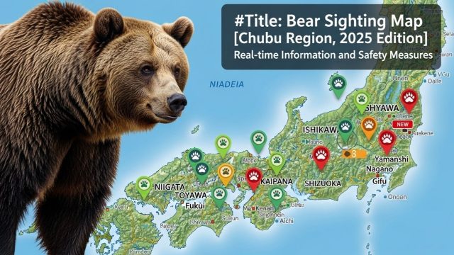 タイトル「熊出没マップ【中部地方・2025年版】リアルタイム情報と安全対策」のアイキャッチ画像