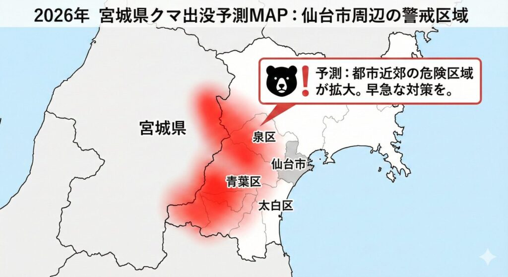 宮城熊出没マップ2026予報!仙台・県内の危険エリアと対策